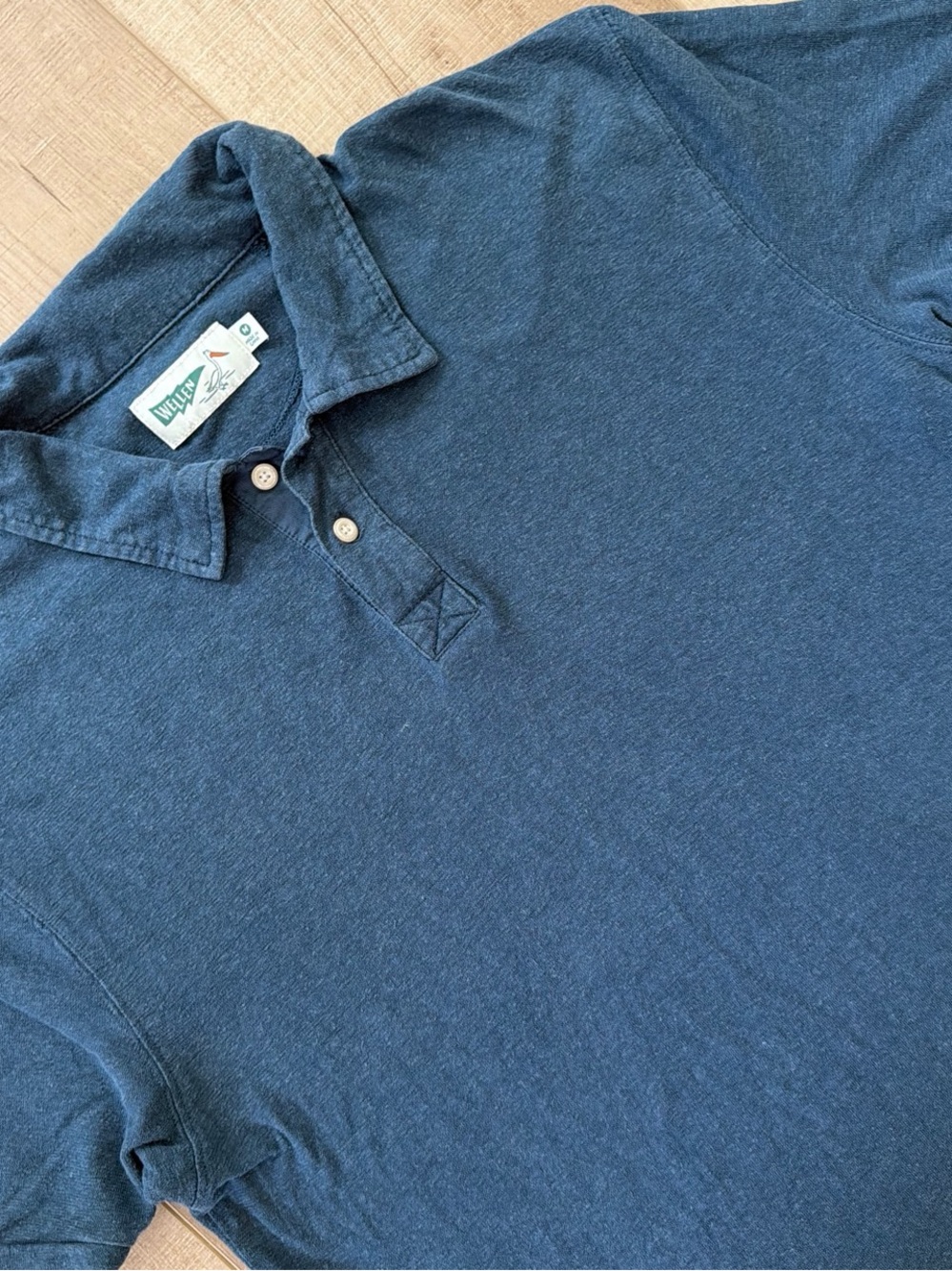 Wellen Men’s Hemp/Organic Cotton Slate Blue Polo Shirt-MED